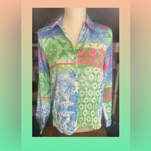 Industry Republic Women’s Color block Long Sleeve, Bottom-Up Blouse Size XS